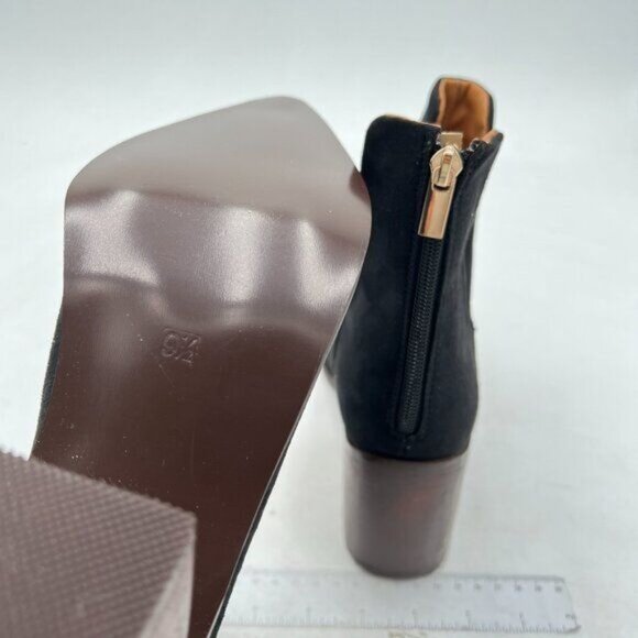 YDN Black Chic Stacked Chunky Mid High Heels Ankle Bootie Pointy Toe Pumps Shoes - Picture 6 of 8